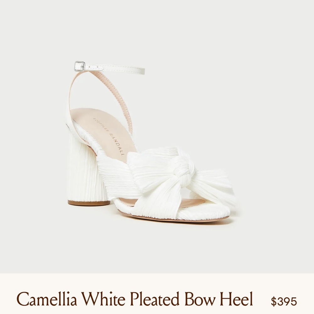 Camellia white Pleated Bow Heel